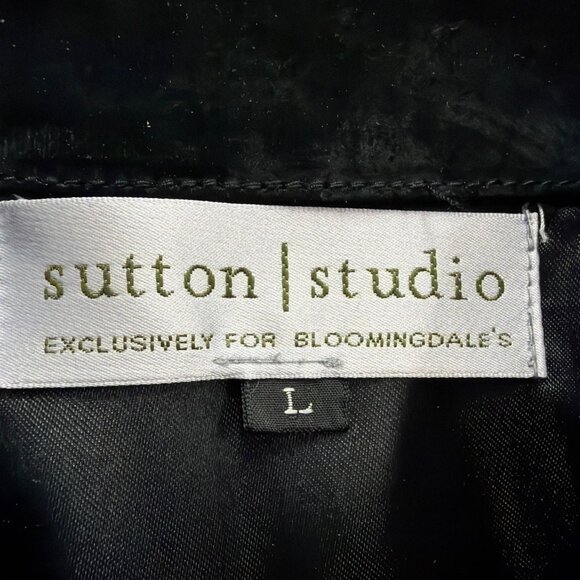 Sutton Studio Womens Black Suede Button-Down Shirt Long Sleeve Sz Large - Picture 5 of 9